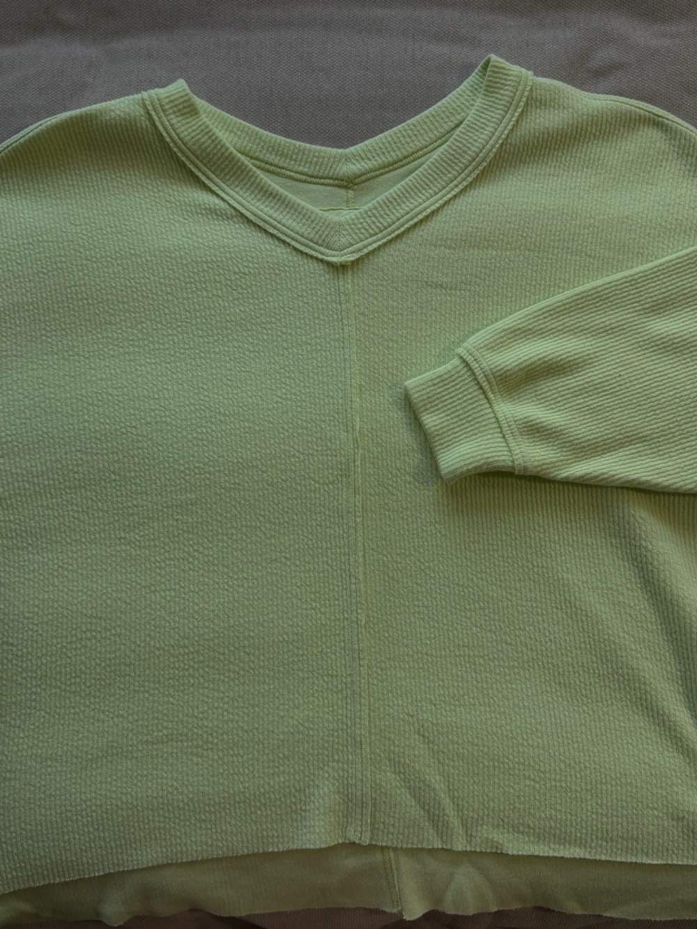 Aerie Oversized Lime Green Ribbed Sweatshirt